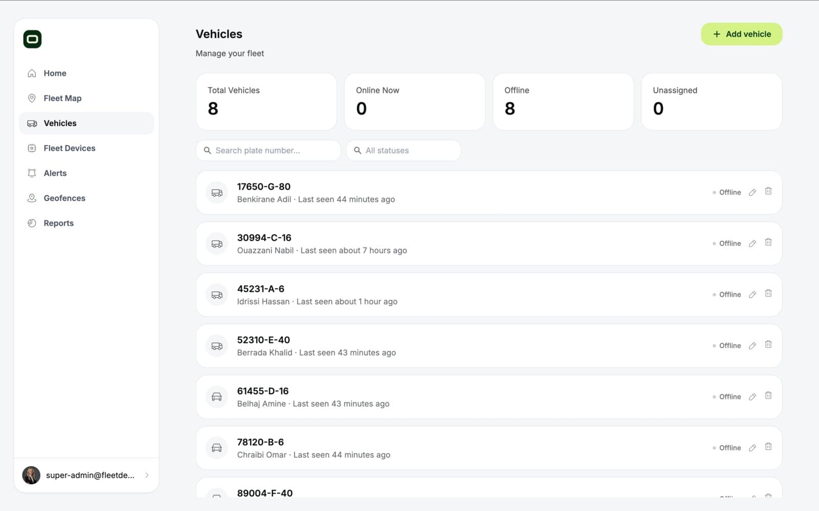 Opilote vehicles list